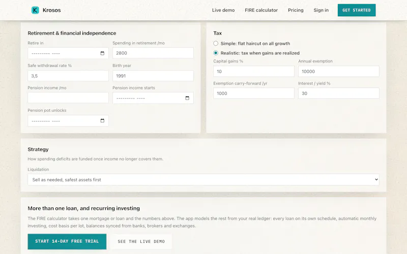Krosos FIRE Calculator screenshot 4