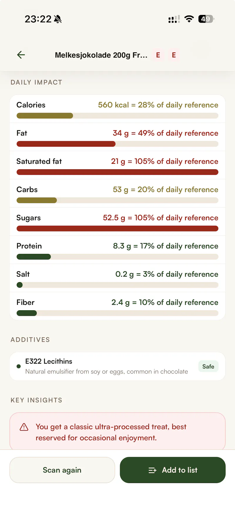 Skaren — Food scanner for Norway screenshot 4