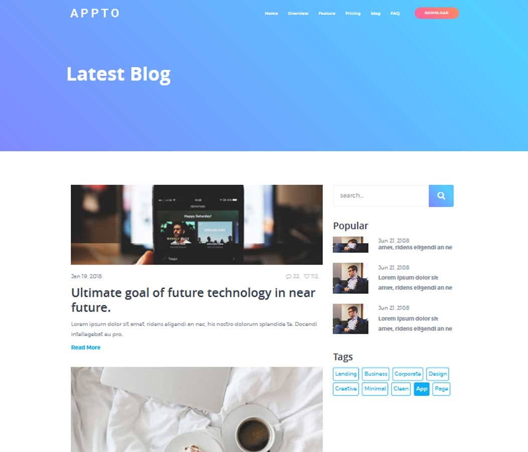 Appto- Uygulama HTML şablonunu vitrin medya 2