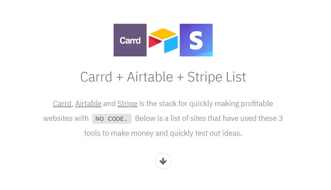 Carrd+Airtable+Stripe List gallery image