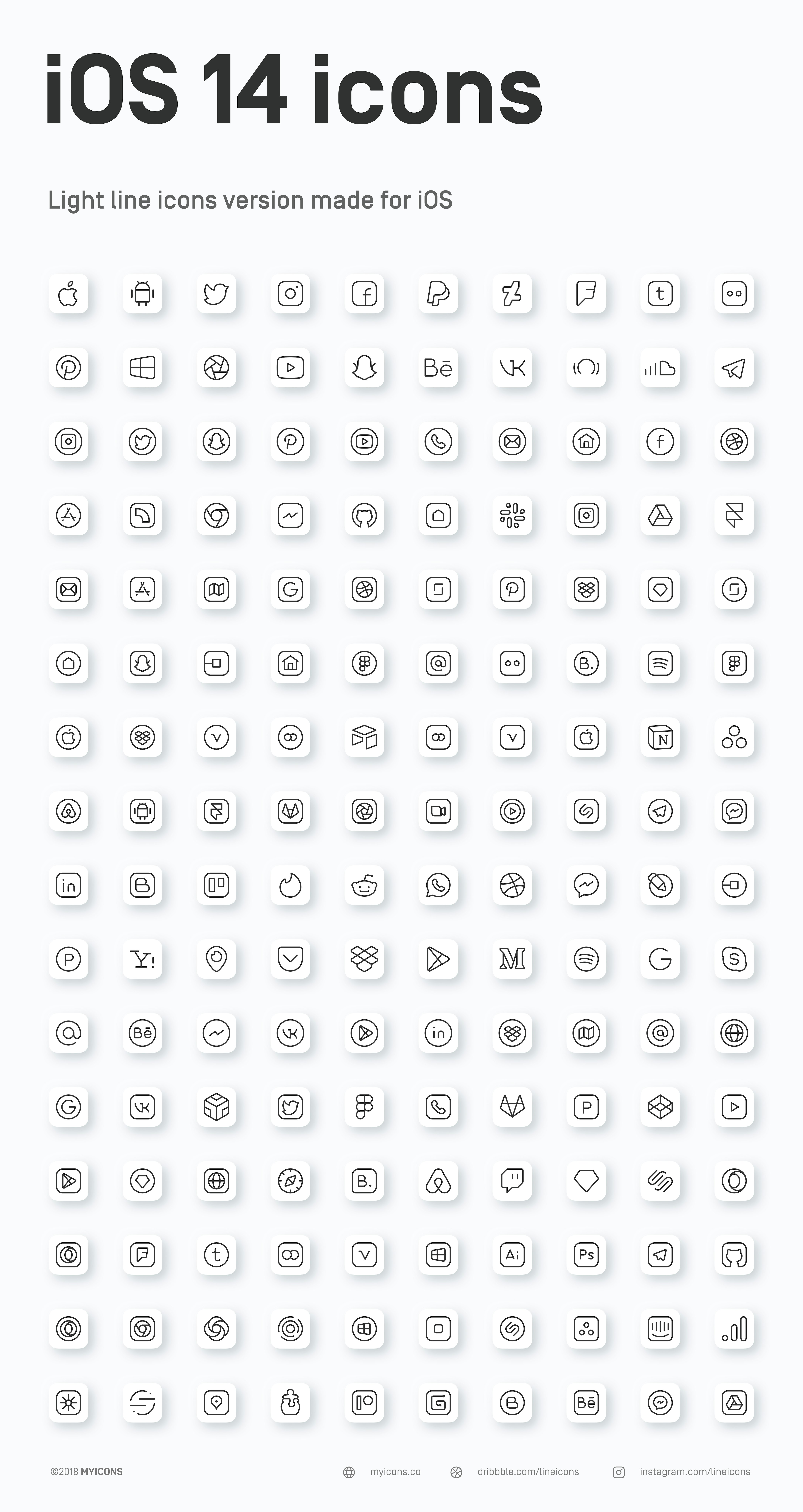 iOS 14 ICONS home screen line icon pack gallery image