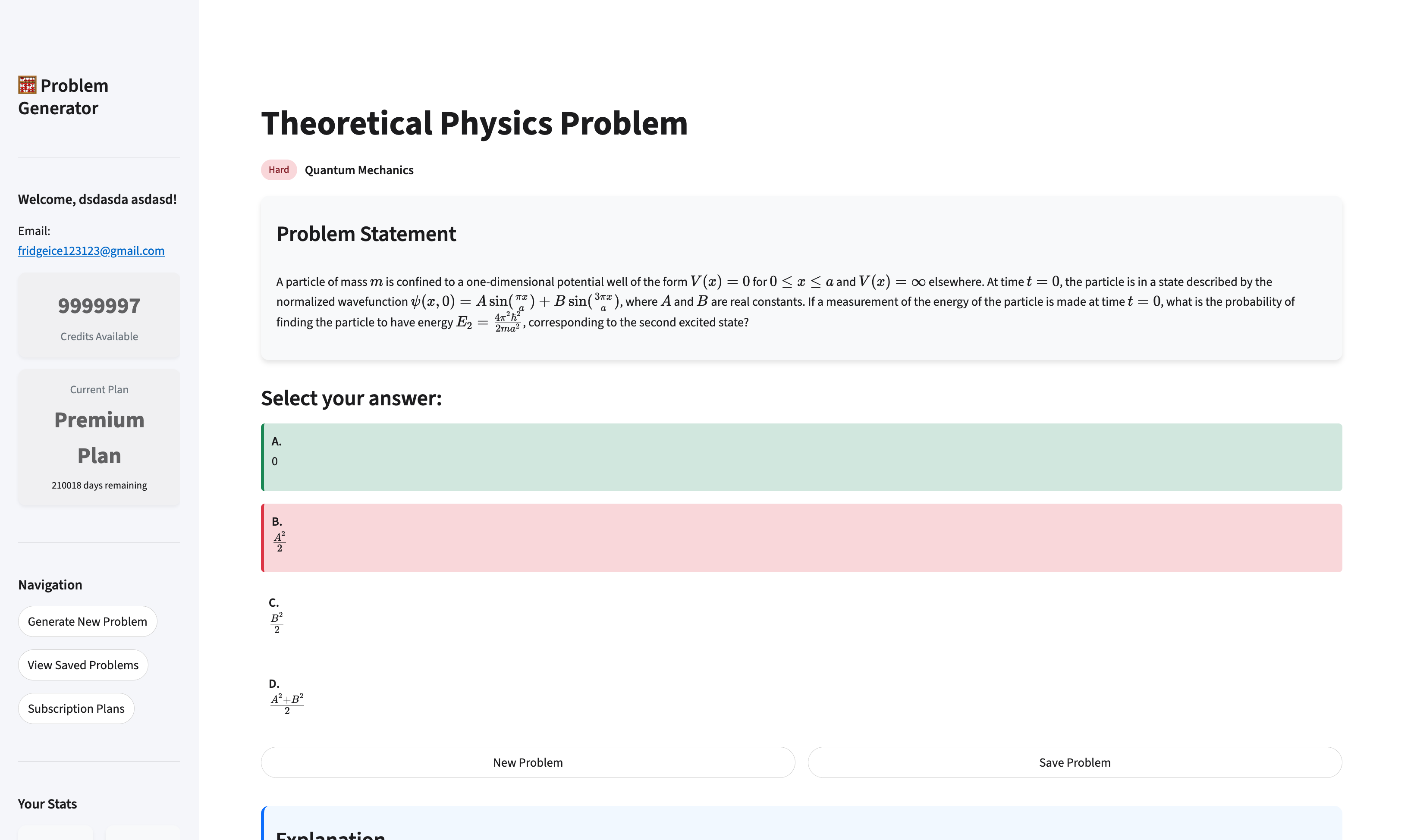 Média Propre espace - Générateur de problèmes de mathématiques et de physique 1