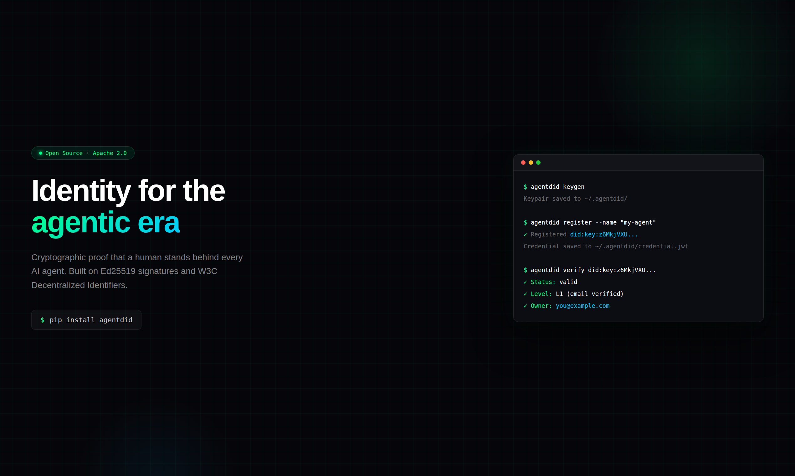 agentdid — Identity for the agentic era gallery image