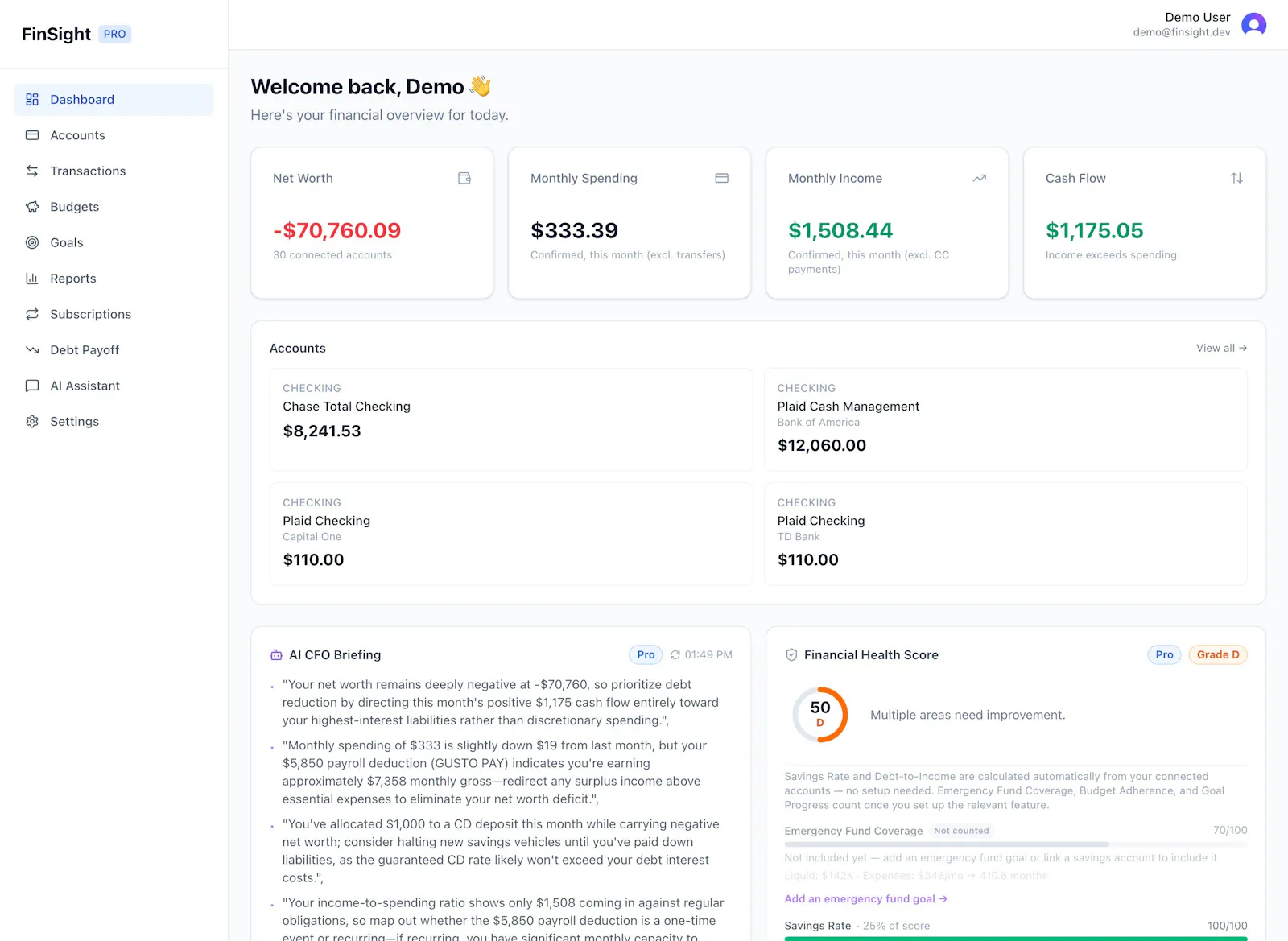 FinSight screenshot 2