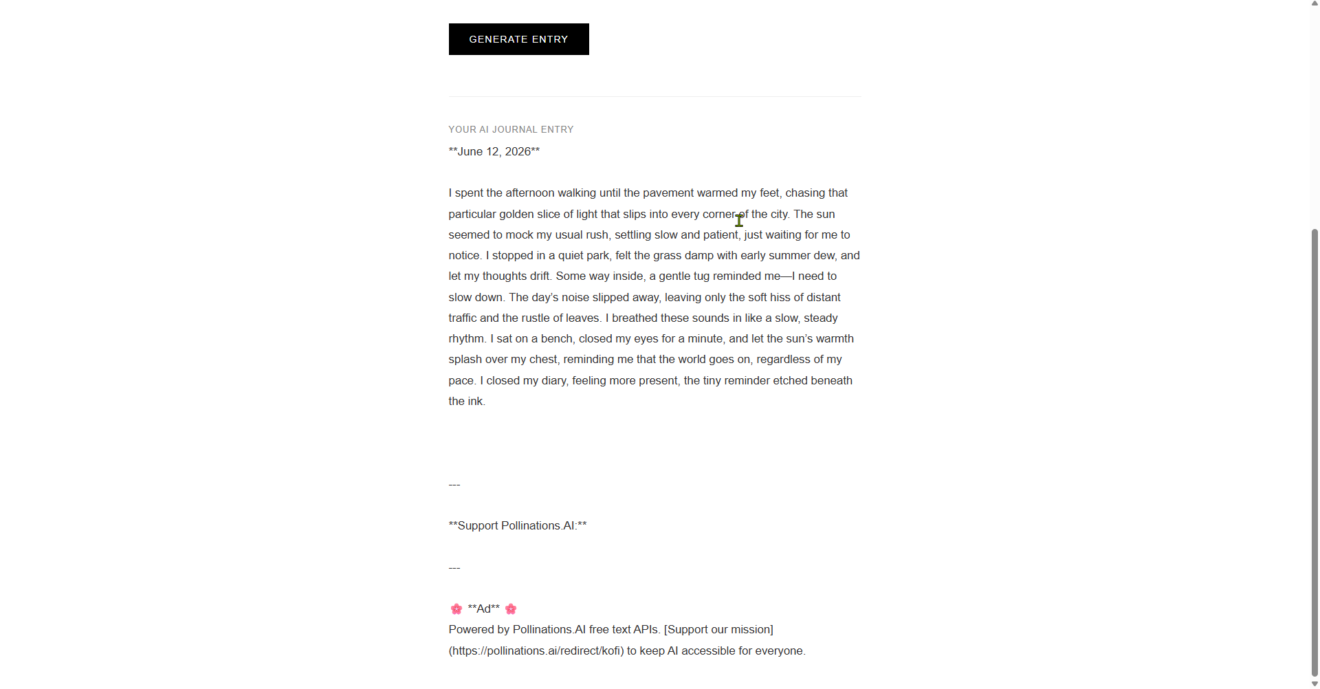 Minimalist Diary Generator gallery image