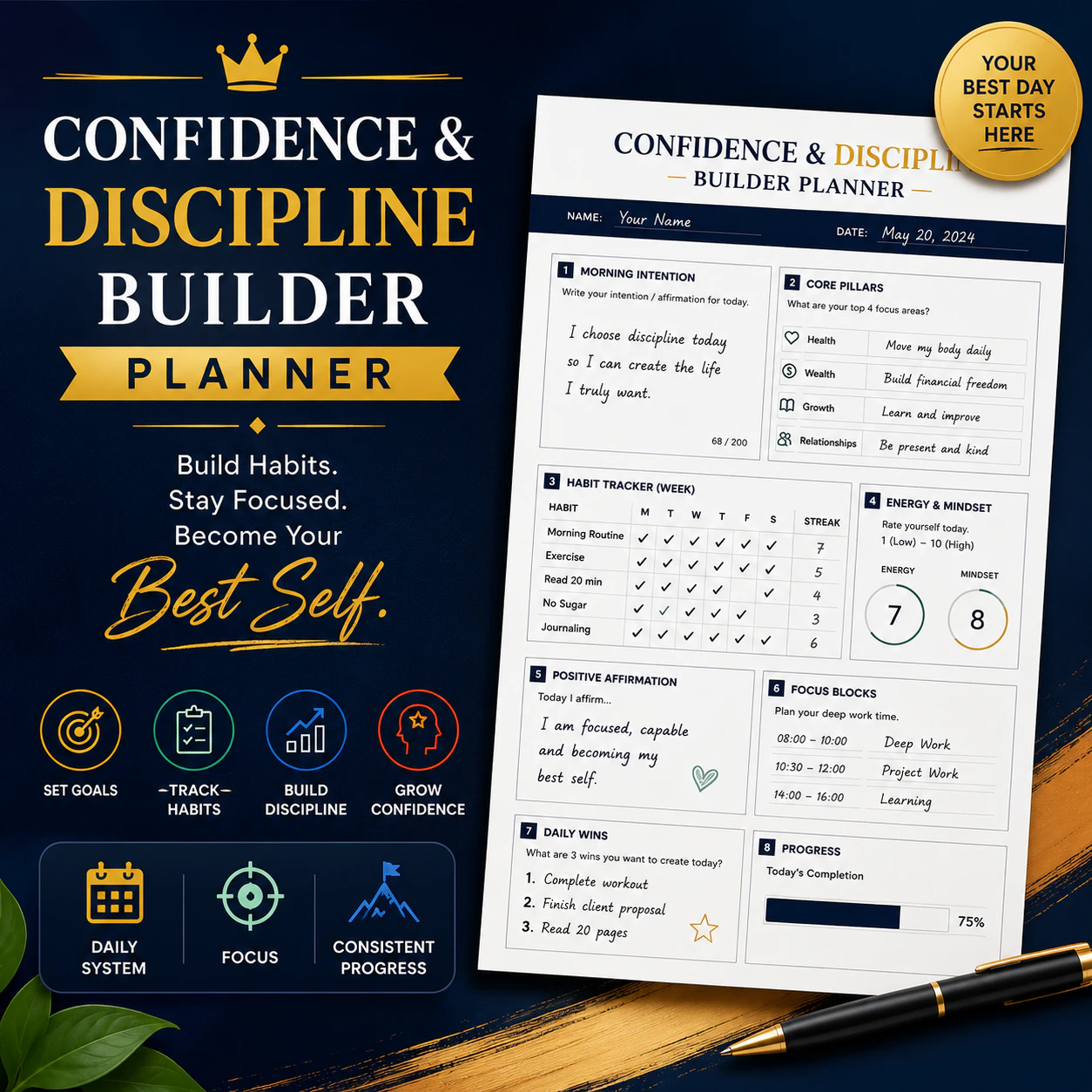 Confidence & Discipline Builder Planner