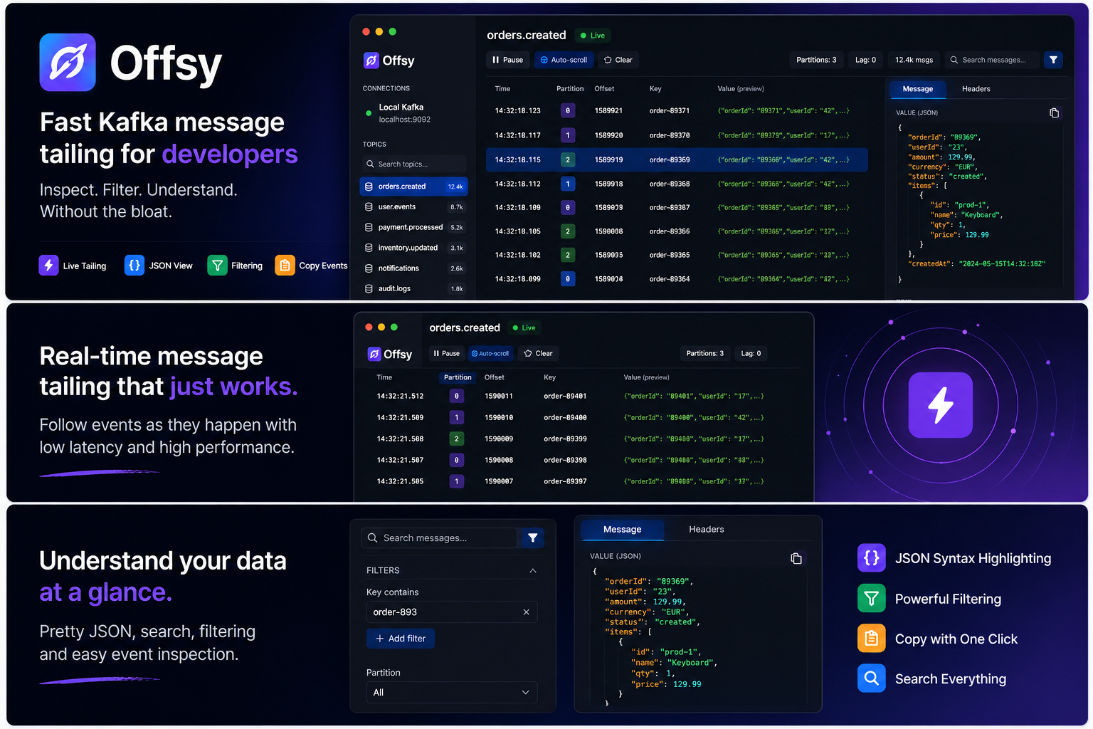 Offsy — Fast Kafka tailing for devs gallery image