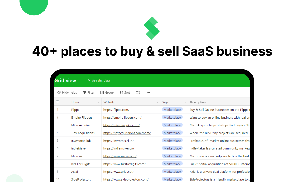 40+ places to buy & sell SaaS business gallery image