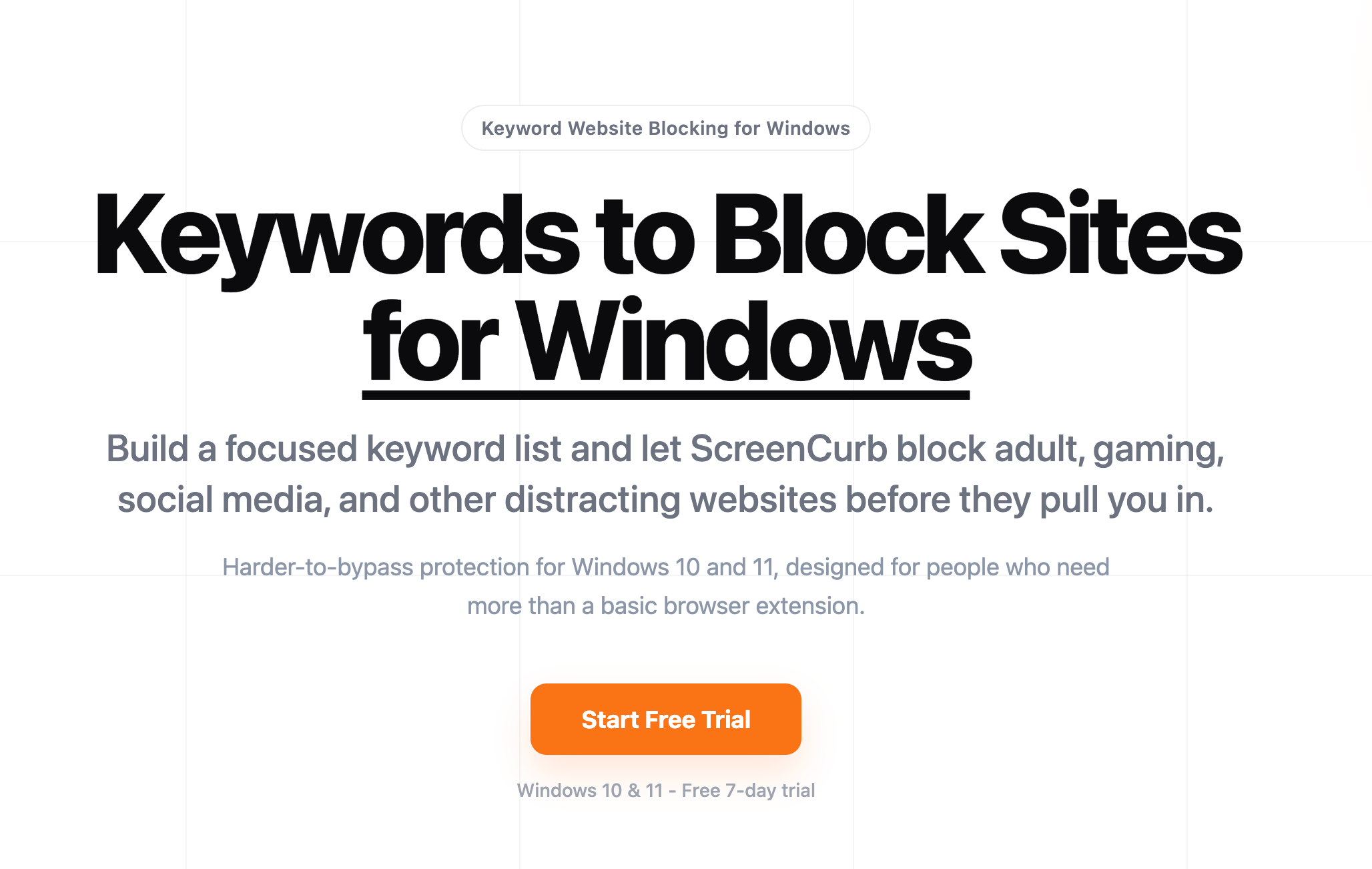 ScreenCurb:Keywords to Block Sites