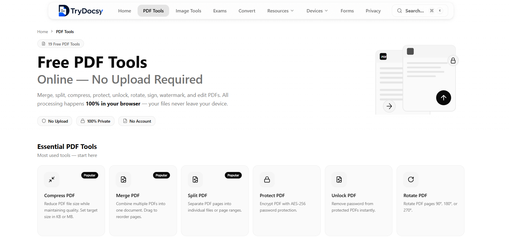 TryDocsy-Modern File Tools, Zero Uploads gallery image