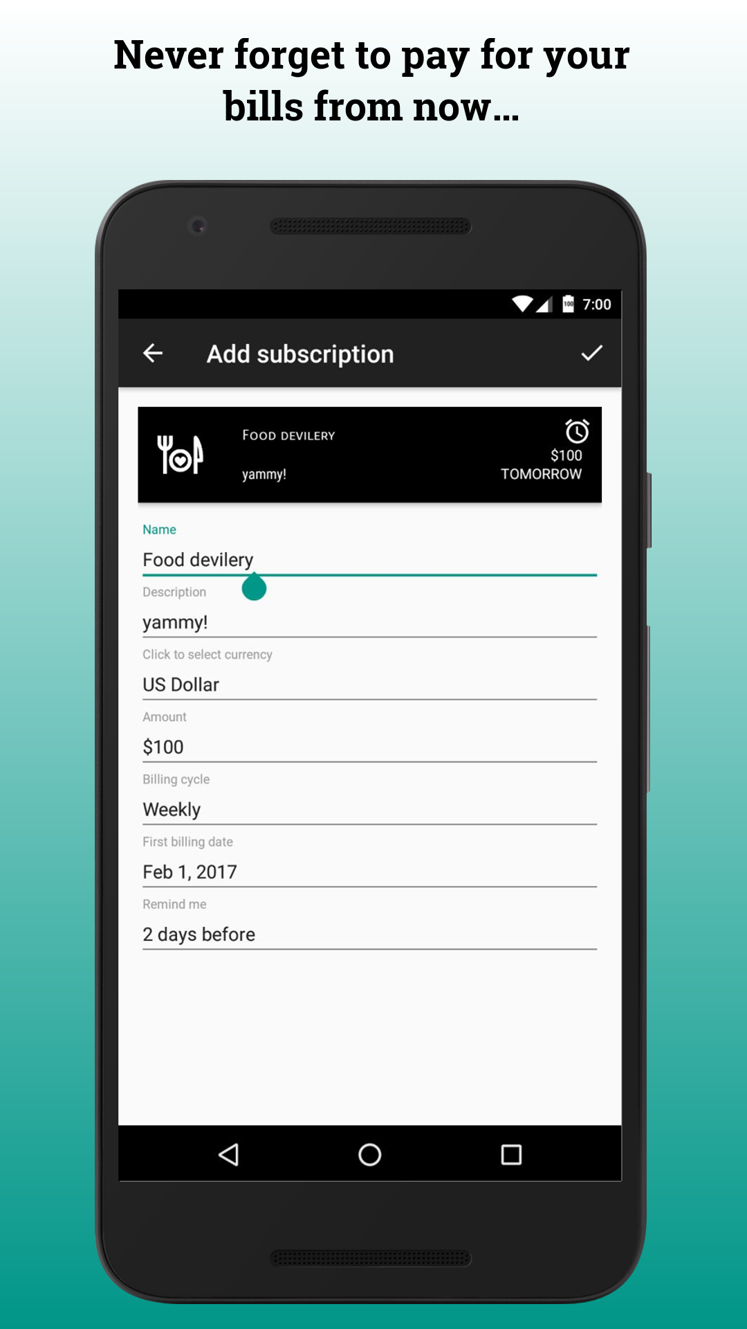Billy: subscription manager gallery image