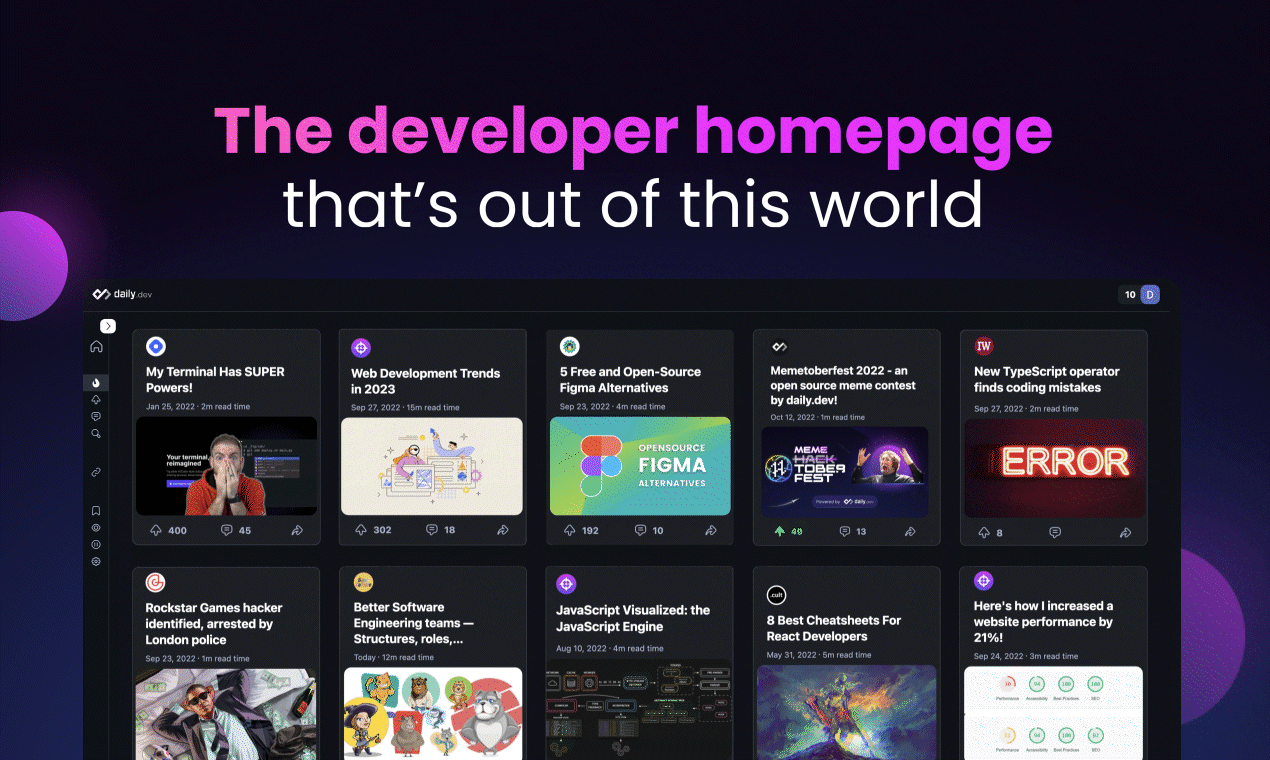 daily.dev - 最新の状態を維持する開発者のホームページ!メディア1