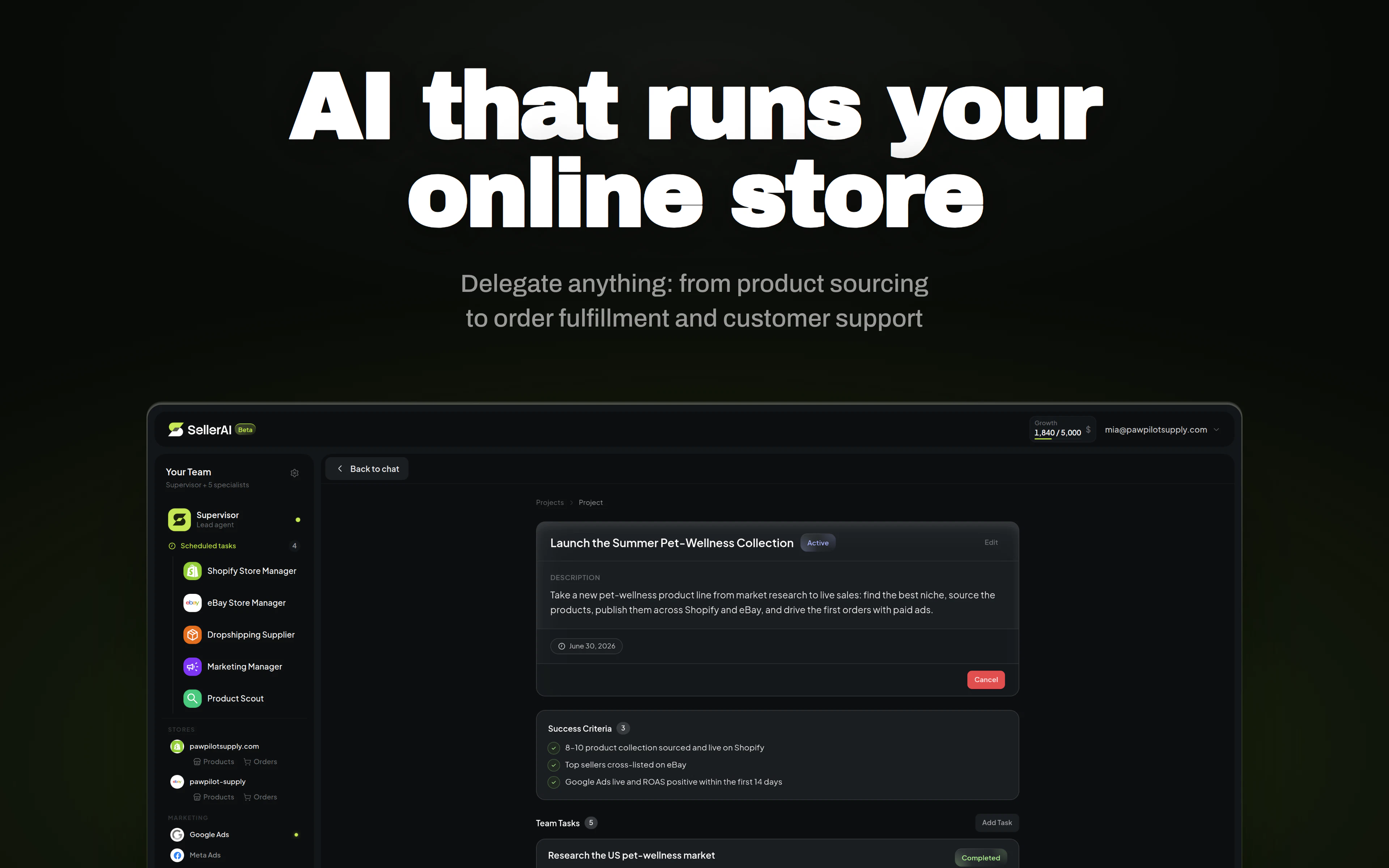 startuptile SellerClaw-A team of AI agents that runs your stores across channels