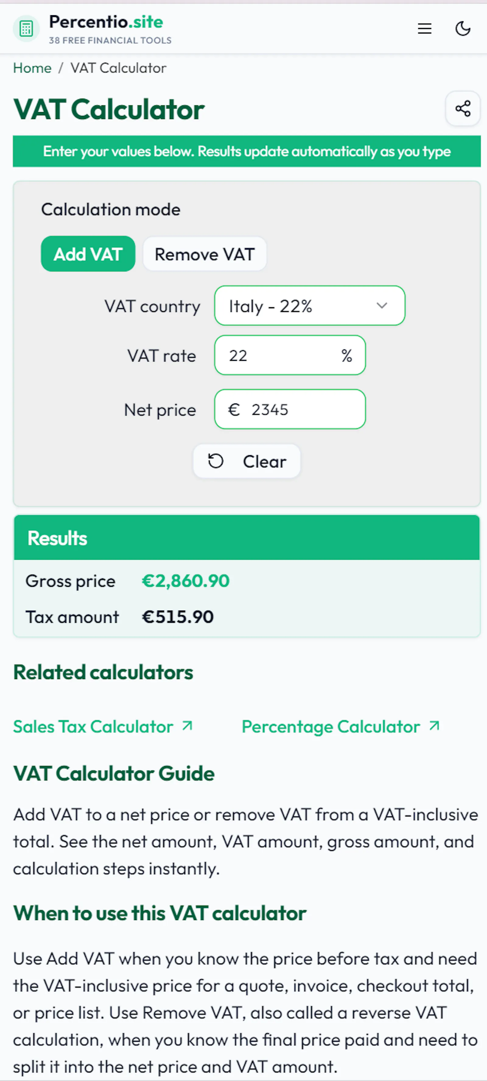 Percentio screenshot 4