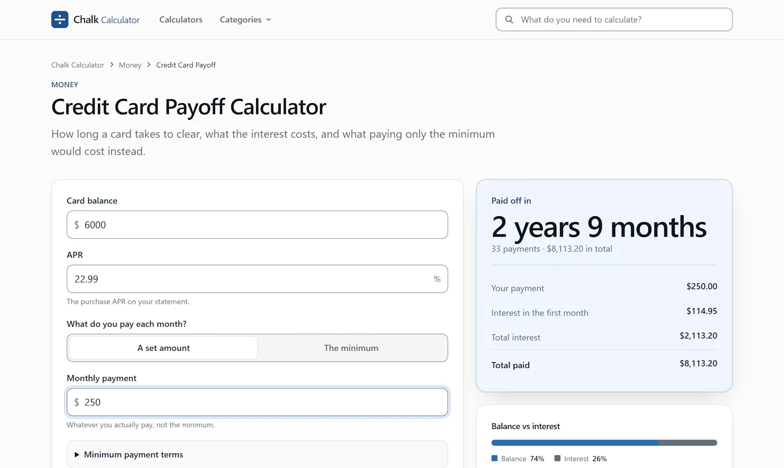 Chalk Calculator screenshot 1