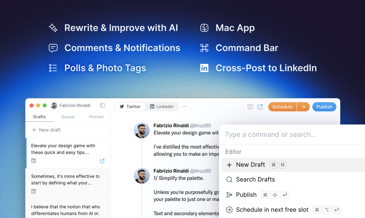 startuptile Typefully 2.0-Effortlessly publish on Twitter and LinkedIn now with AI