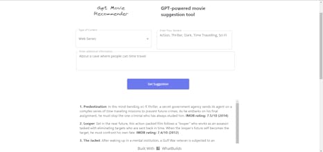 GPT Movie Recommender gallery image