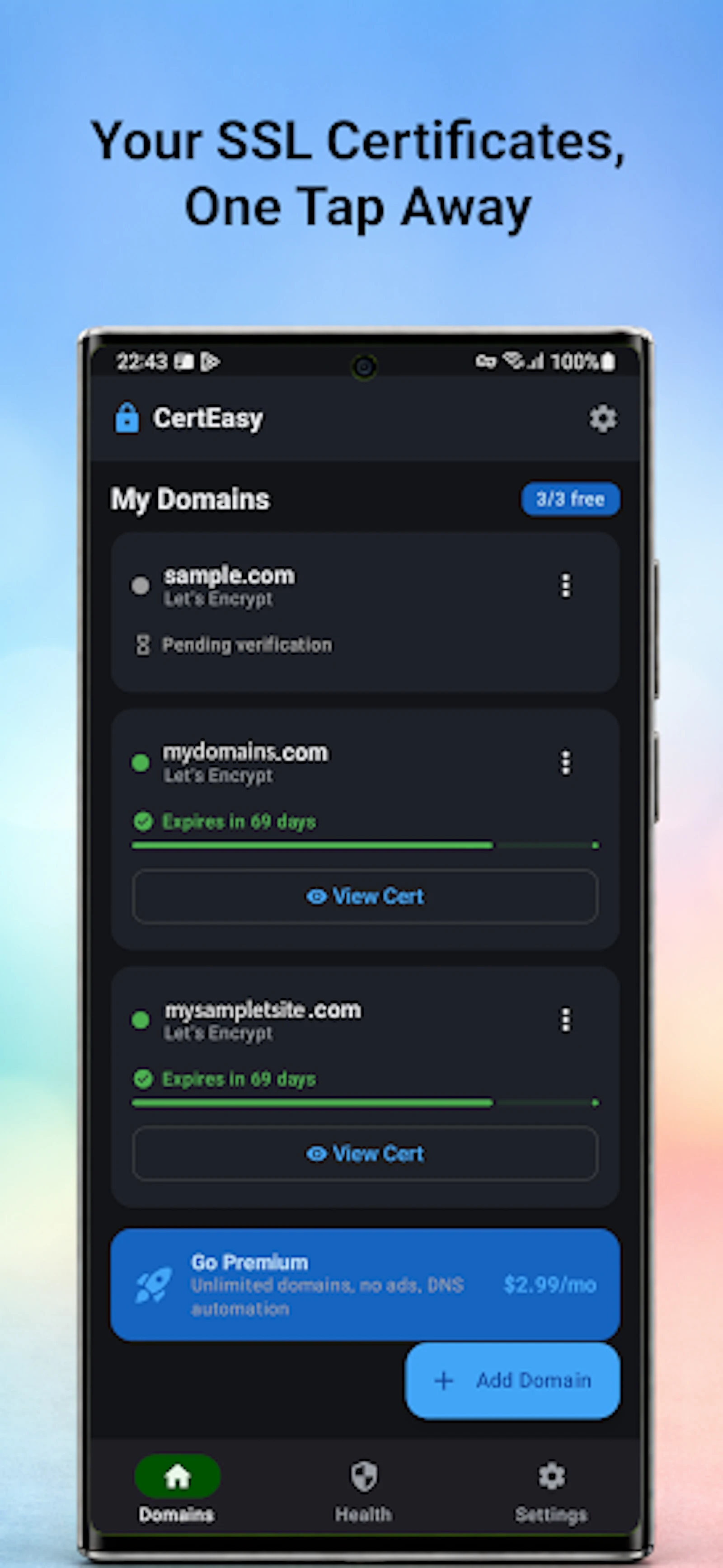 SSL certificate generator app screenshot 1