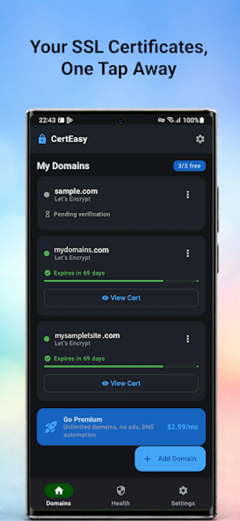 SSL certificate generator app screenshot 1