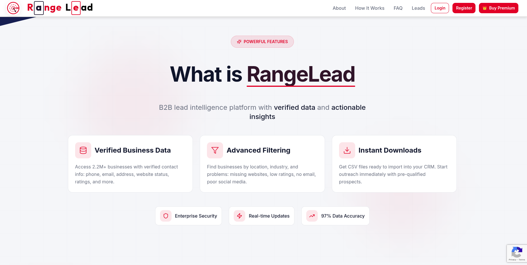 RangeLead - Screenshot 2 showing product features and functionality