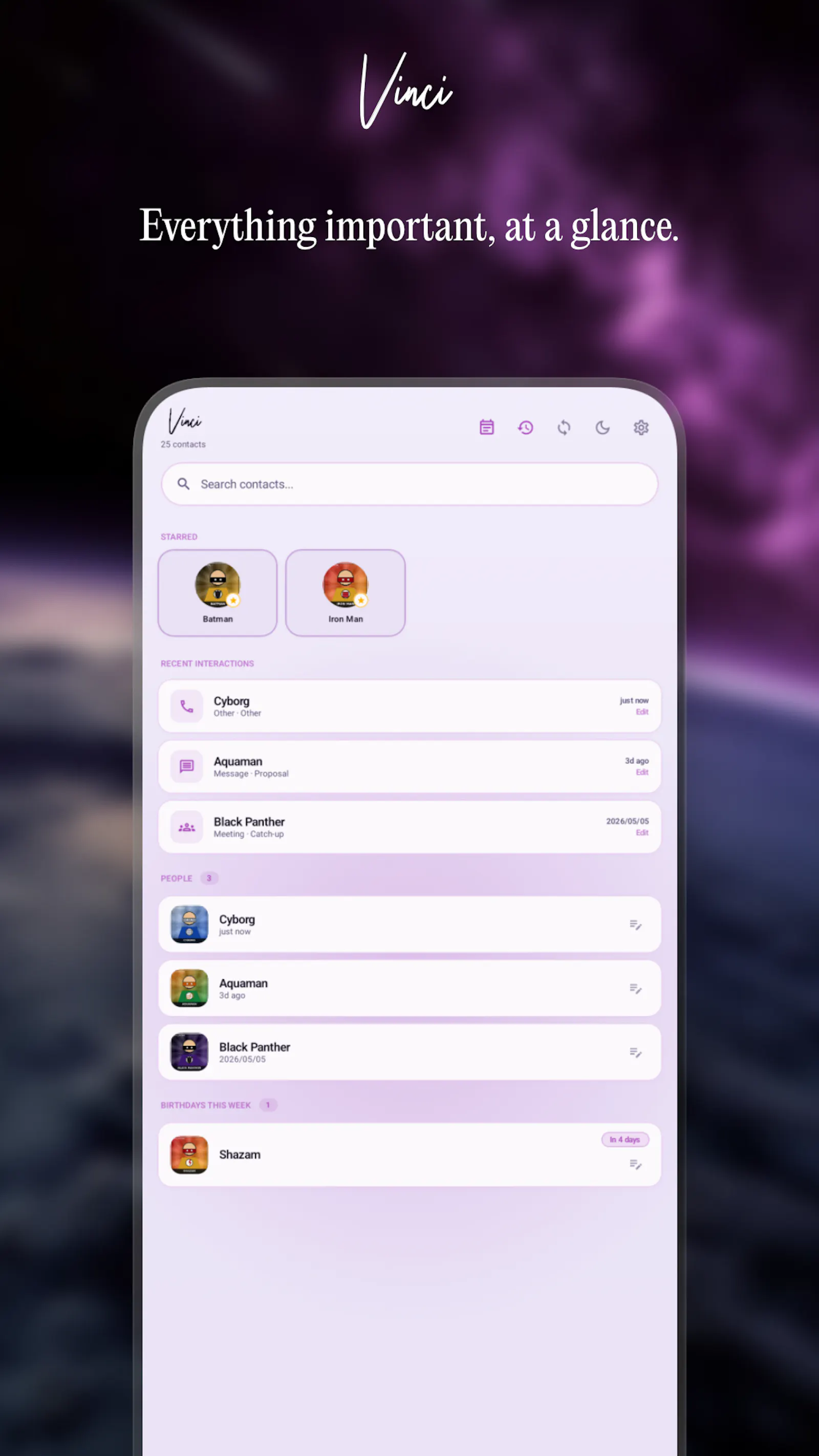 Vinci - A Personal CRM using Nextcloud screenshot 2