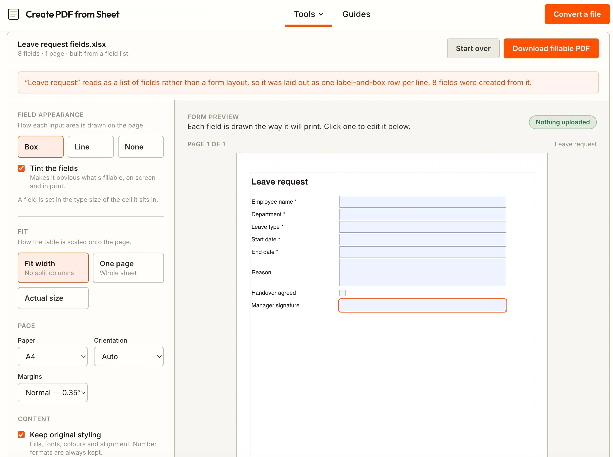 Create PDF from Excel gallery image