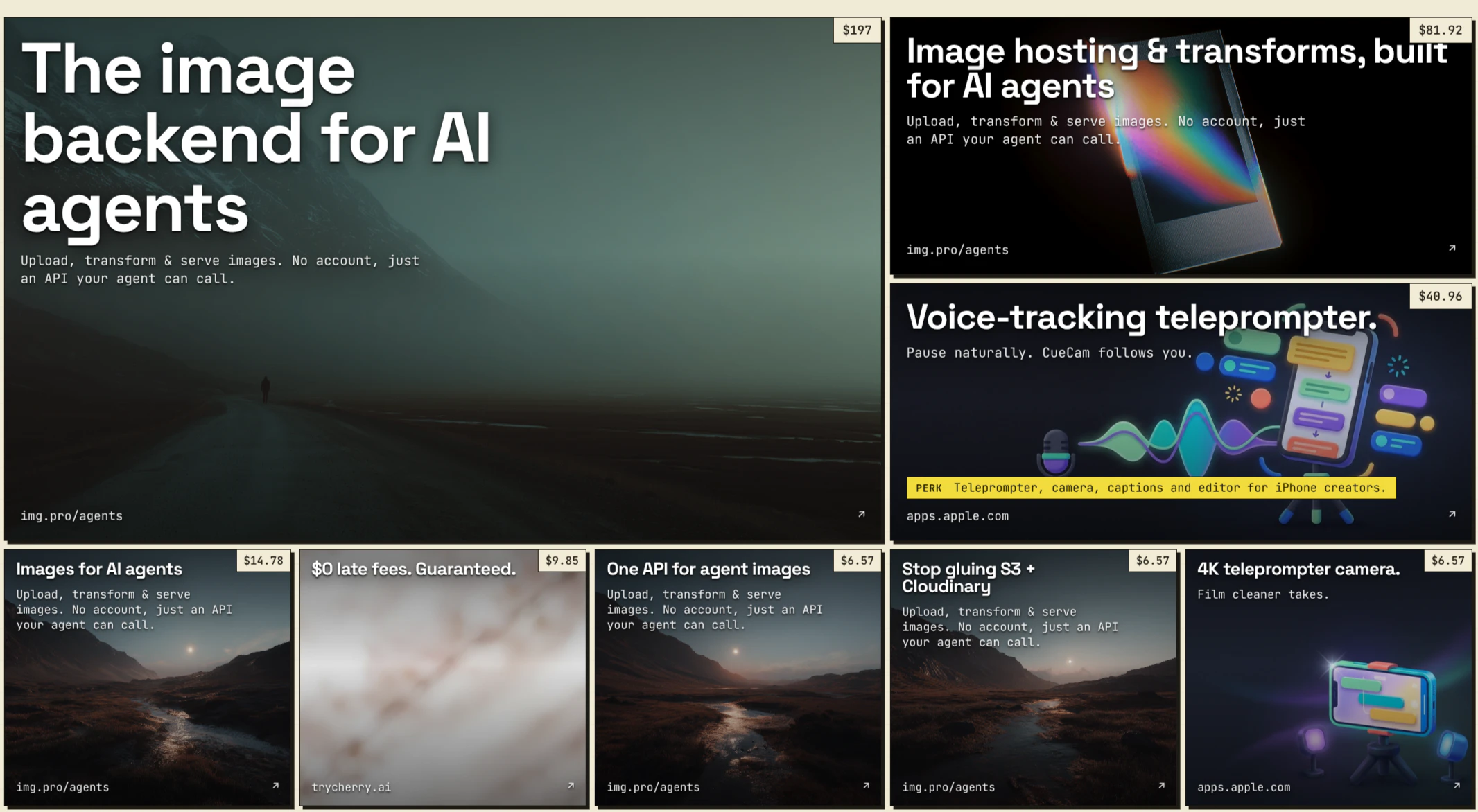 startuptile frontpage.sh-A perpetual auction for eight ad squares