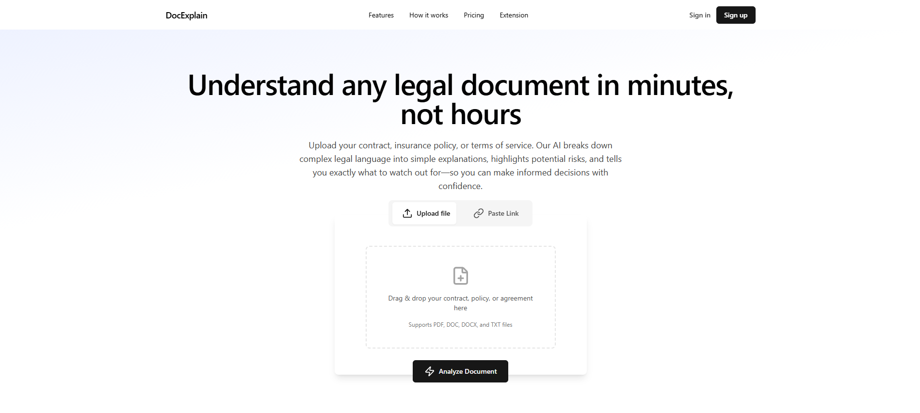 DocExplain - Main product screenshot demonstrating key features and user interface