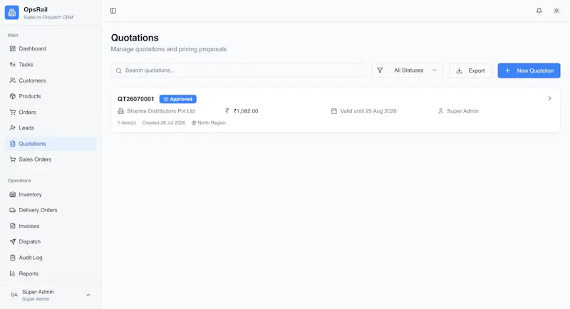 OpsRail screenshot 2