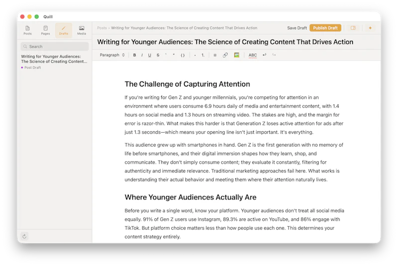 Quill — Native WordPress App for macOS screenshot 4