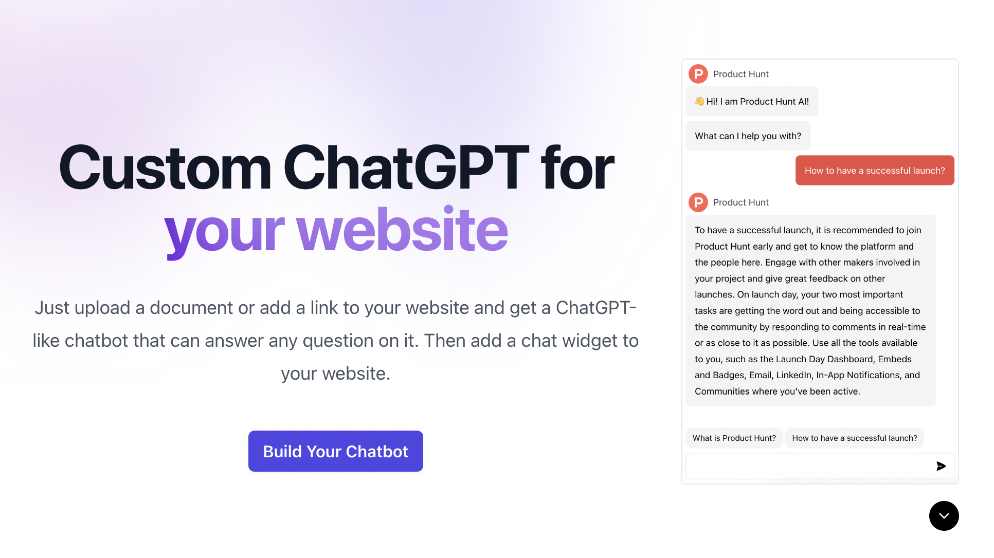 Mídia 2 de Chatbase - Chatgpt personalizado para o seu site