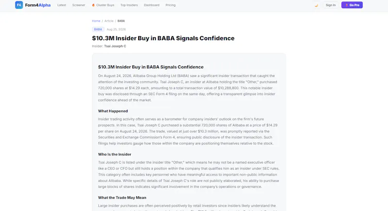 Form4Alpha — Insider Trading Alerts screenshot 4