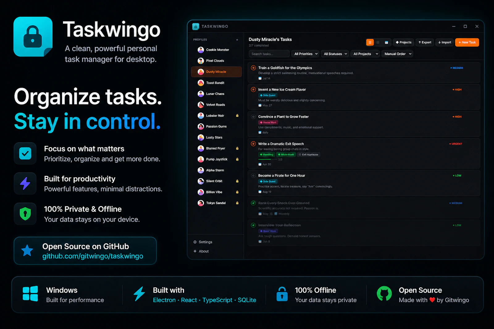 Taskwingo screenshot 1