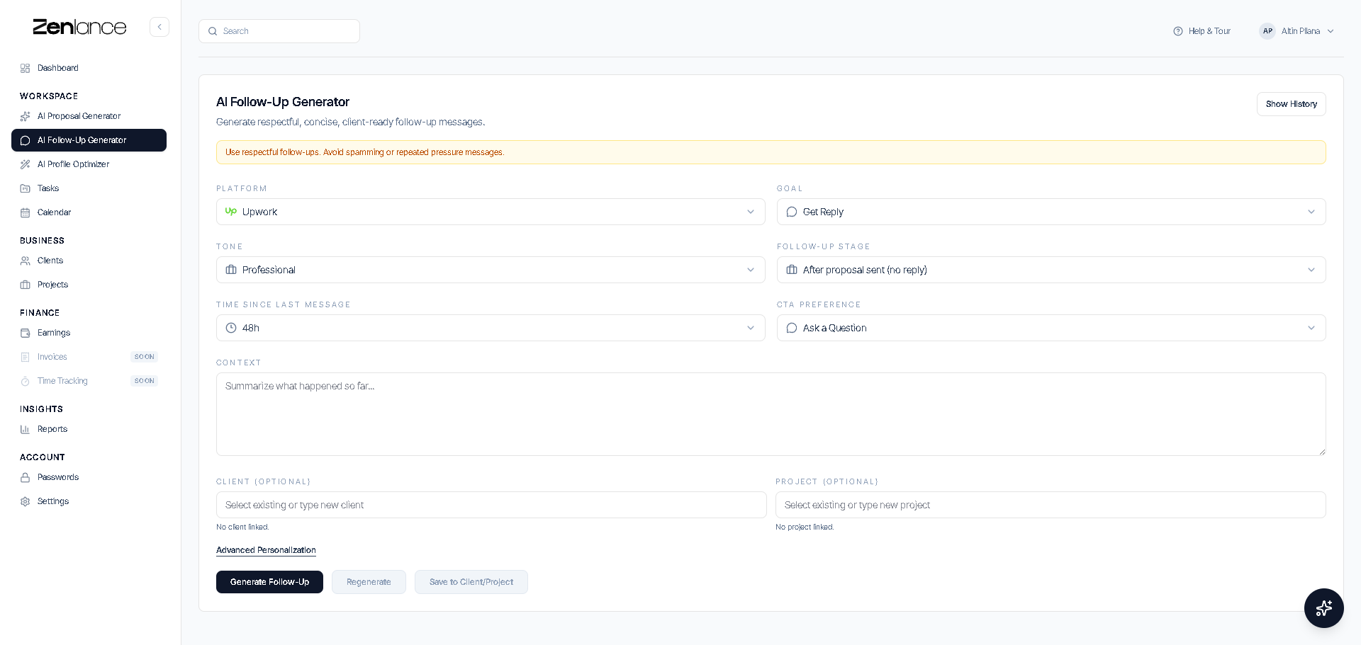 Zenlance - AI CRM For Freelancers gallery image