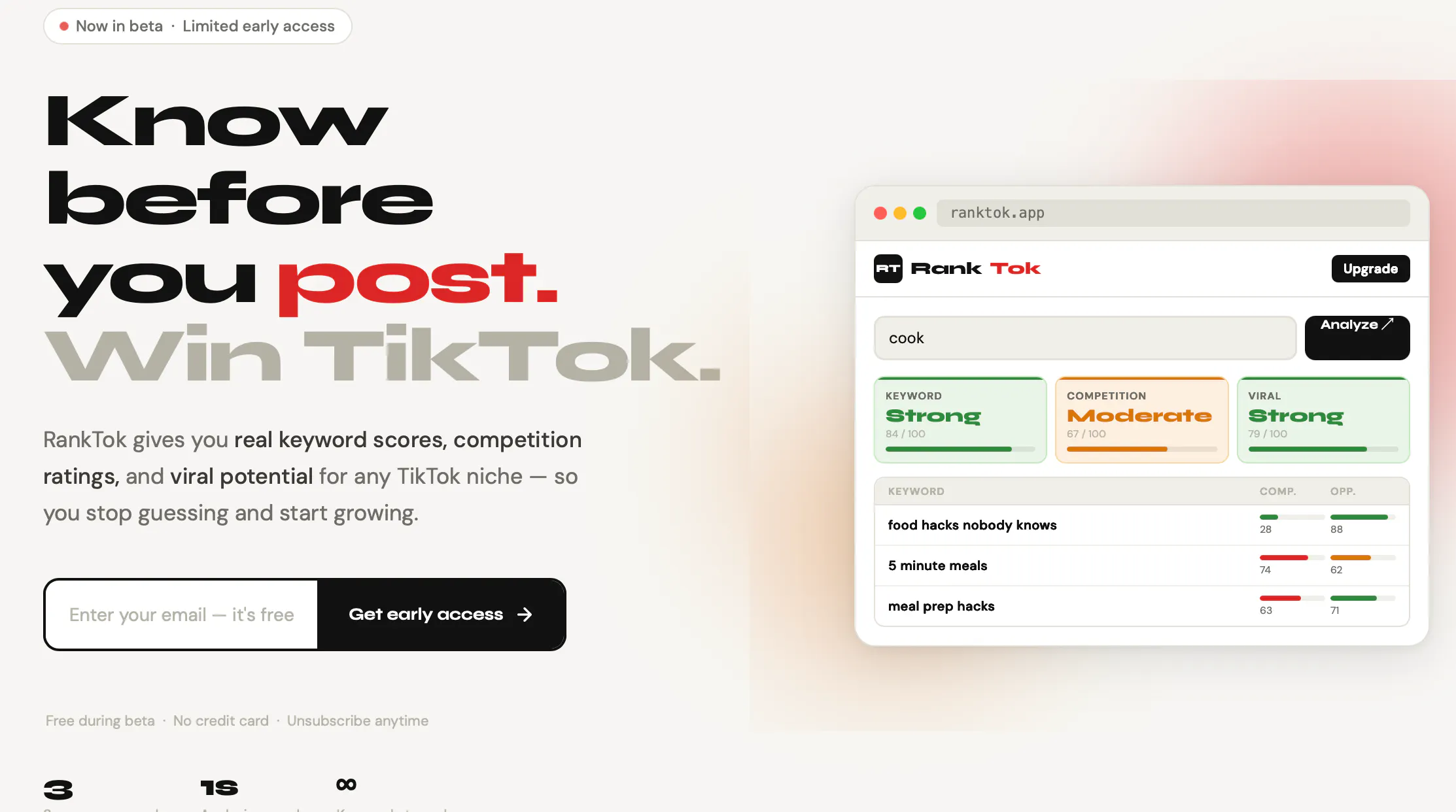 RankTok — TikTok Keyword Analyzer 제품 배너