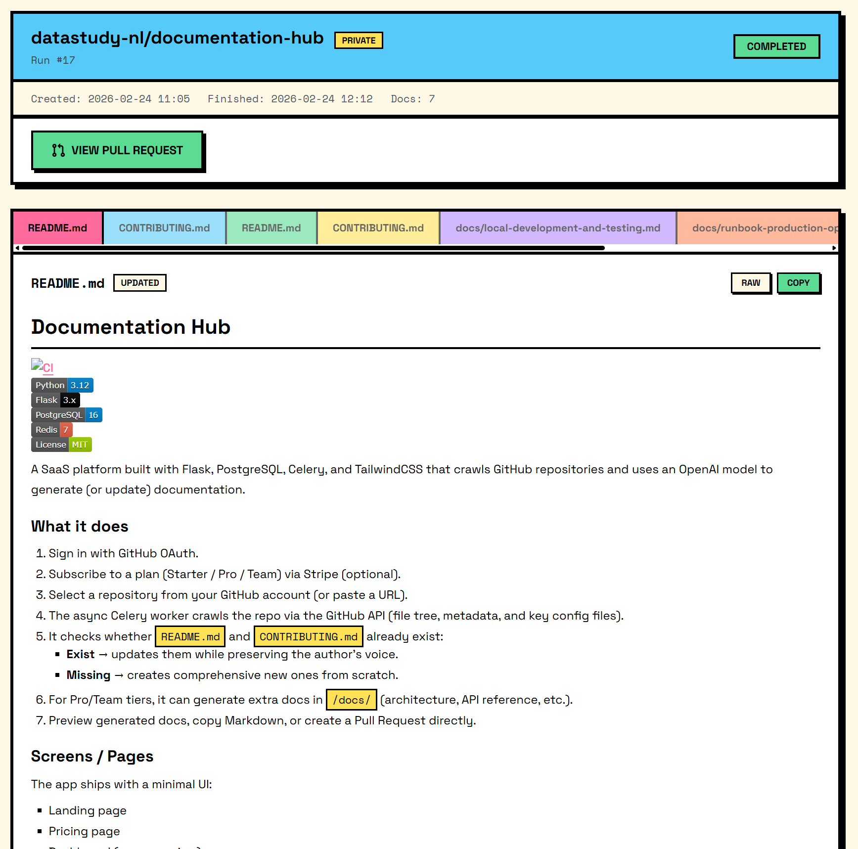 Documentation Hub - Main product screenshot demonstrating key features and user interface