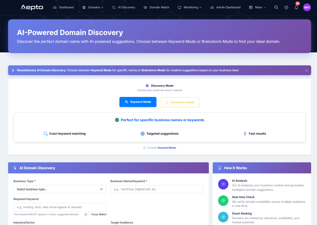 Aepto – AI for Domains & Websites gallery image