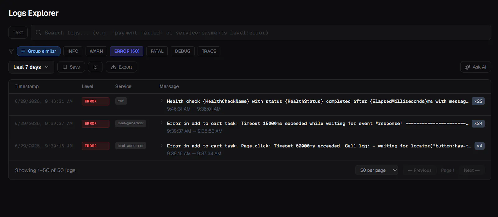 LogFlow screenshot 2