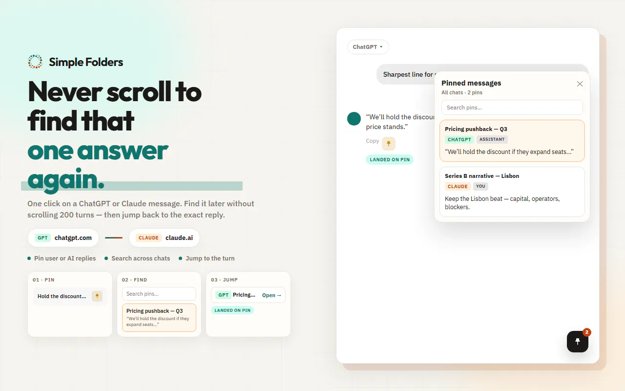 Simple Folder: Organize your AI Chats gallery image