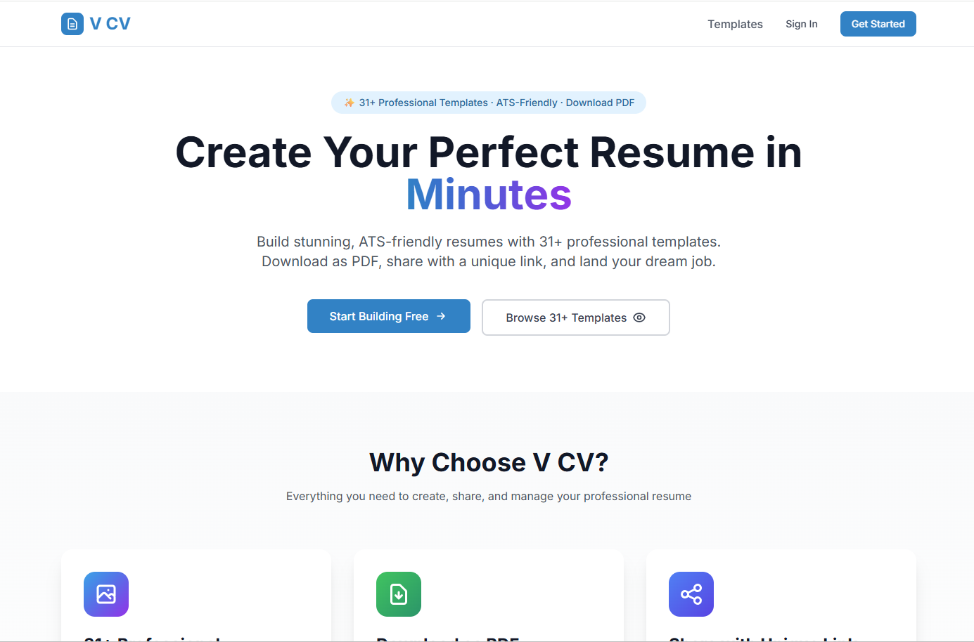 V CV - Screenshot 2 showing product features and functionality