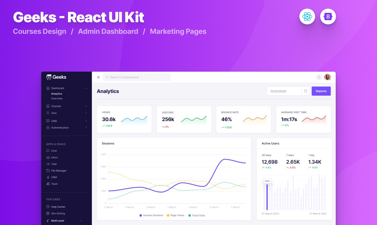 Geeks React Bootstrap 5 Admin Dashboard  gallery image