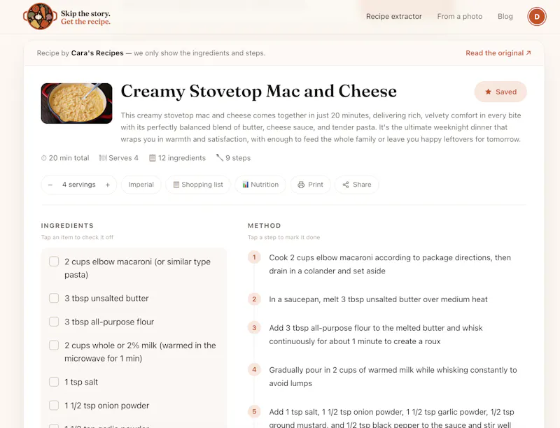 Cut Recipe — No story, just the recipe screenshot 2