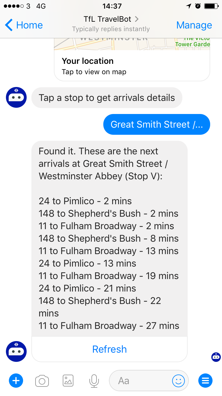 TfL TravelBot gallery image