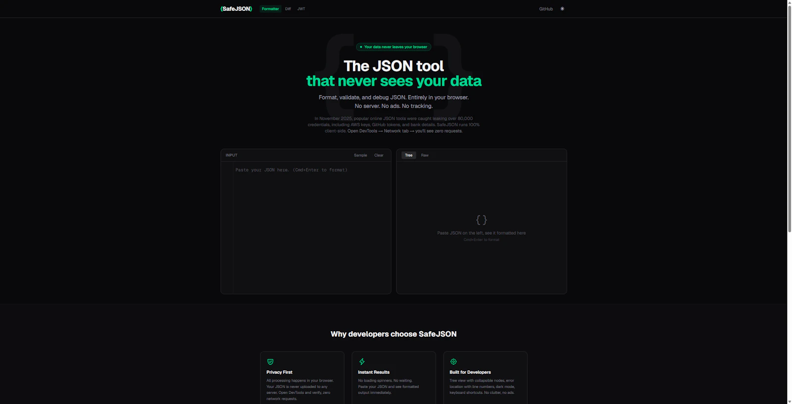 SafeJSON — Privacy screenshot 1