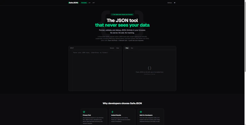 SafeJSON — Privacy screenshot 1