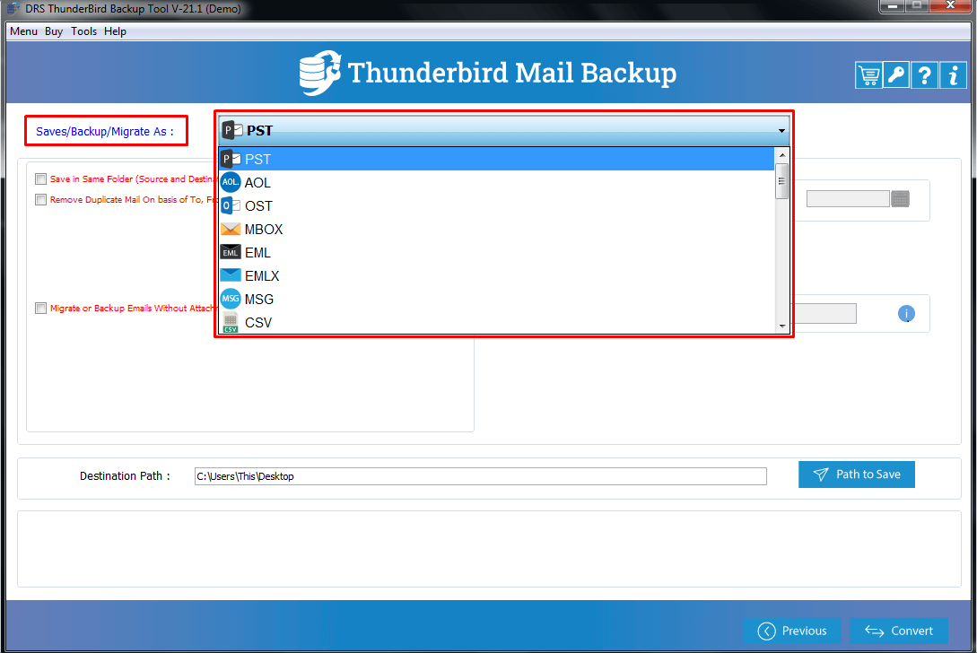 Strumento di backup DRS Thunderbird - Una soluzione di prim'ordine per gli utenti di Thunderbird media 3
