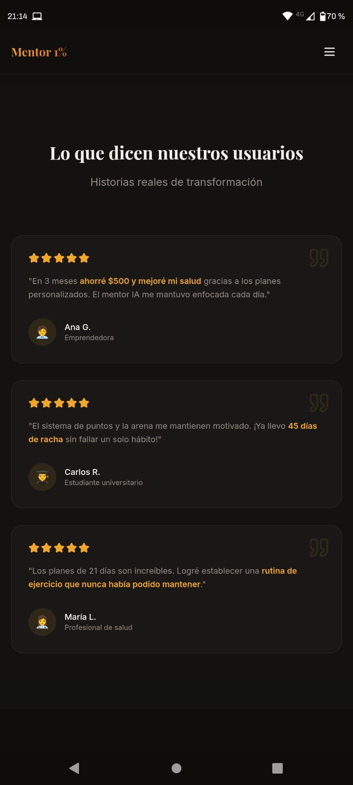 Mentor 1% - App de hábitos gamificada gallery image