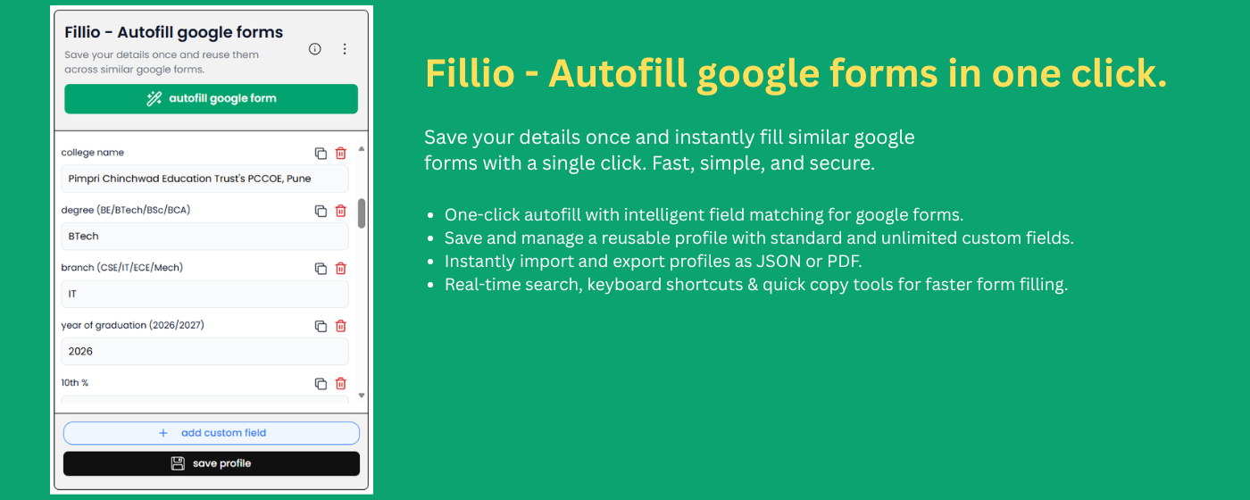 Fillio - Autofill google forms gallery image