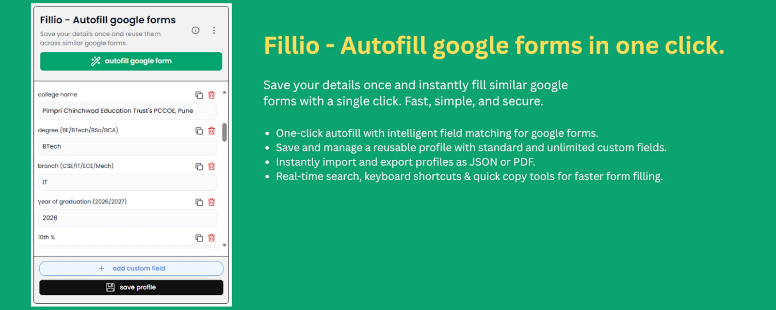 Fillio - Autofill google forms screenshot 1