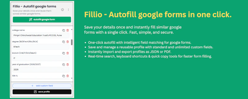 Fillio - Autofill google forms screenshot 1
